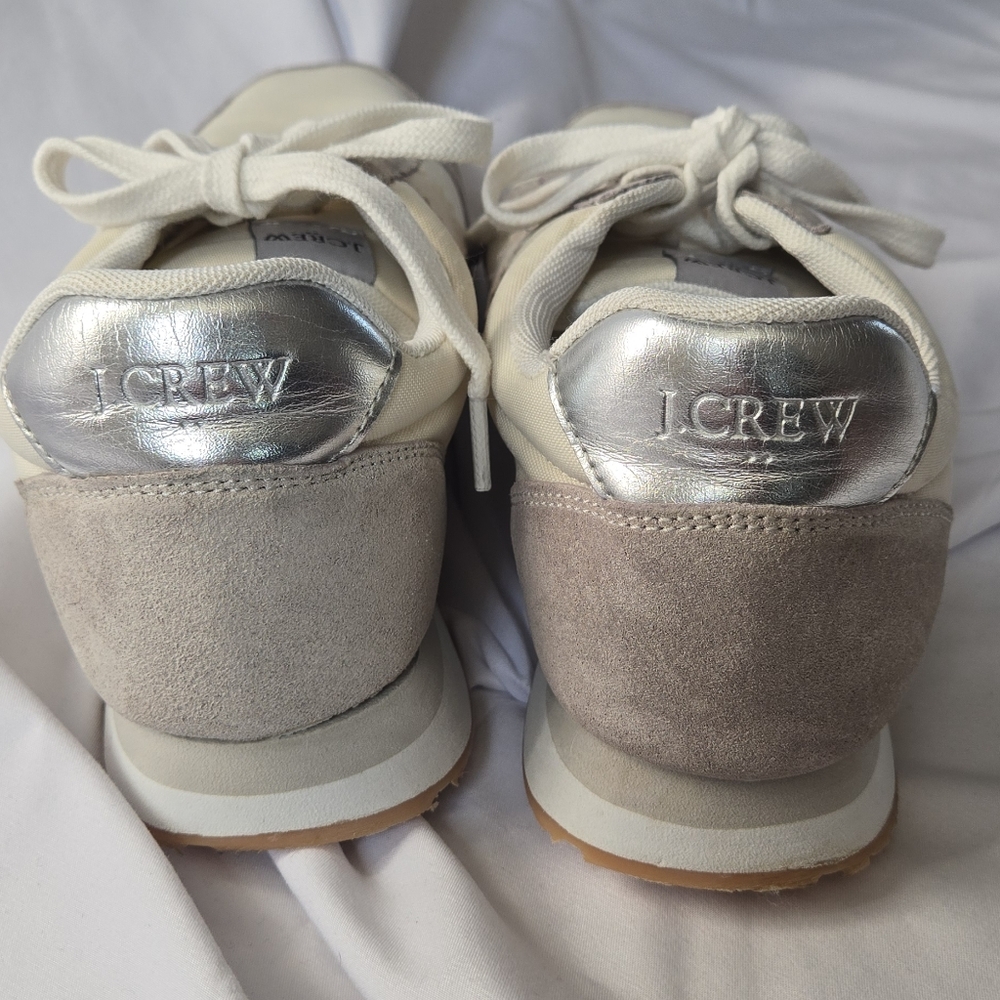 J. Crew Nylon Striped Leather City Sneaker Size Women's 8.5 - Picture 6 of 9